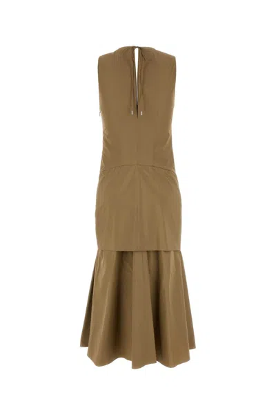Loewe Women Camel Poplin Dress In Brown