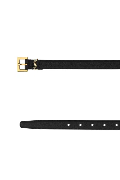 Saint Laurent Black Leather Belt In Black