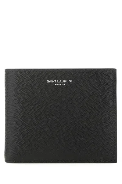 Saint Laurent Black Leather Wallet In Black