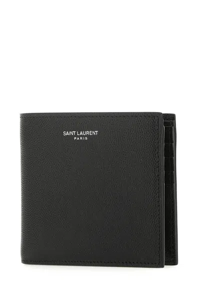 Saint Laurent Black Leather Wallet In Black