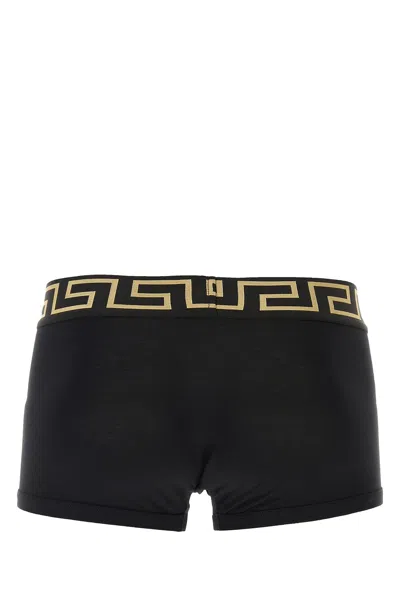 Versace Underpants Low Rise Trunk Stretch Bio Cotton Jers In Black