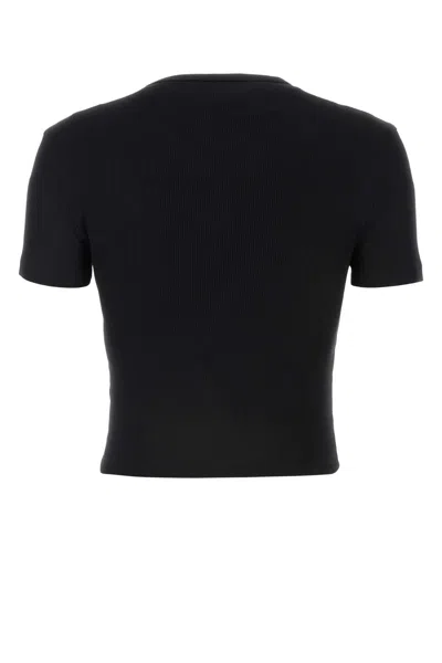 Fendi Women T-shirt A Coste Cropped Con Dettaglio Logo In Cotone Stretch Nero Donna In Black