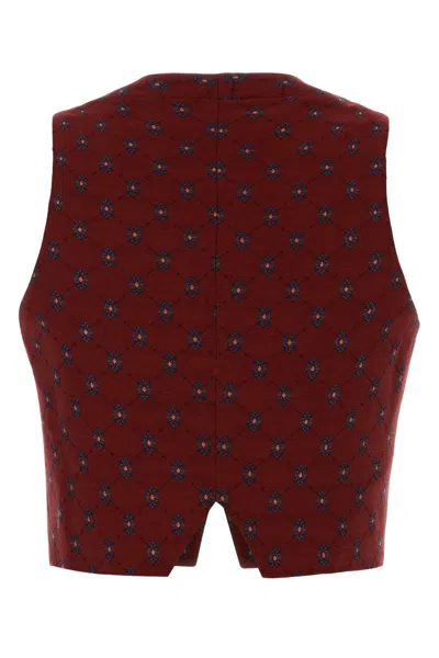 Etro Women Embroidered Wool Blend Vest In Burgundy