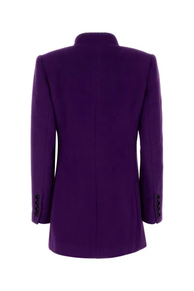 Valentino Wool Blend Blazer Asymmetric Design Bow In Purple