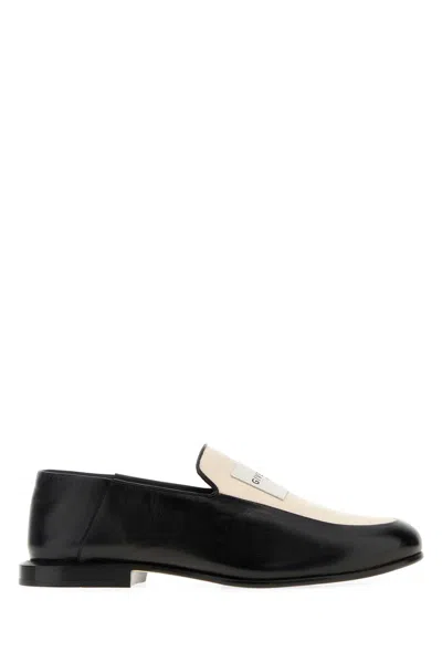 Givenchy Two-tone Leather And Canvas Label Loafers In Multi