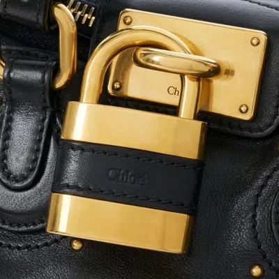 Chloé Paddington Black Shoulder Bag With Oversized Padlock And C-shaped Buckles In Grainy Leather Woman In Black