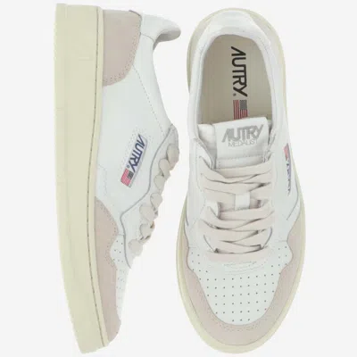 Autry White Leather And Suede Sneakers In White