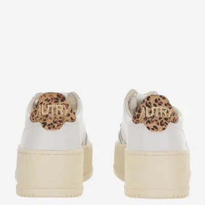 Autry Medalist Platform Sneakers In White And Leopard Leather In White