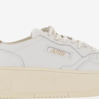 Autry Medalist Platform Sneakers In White And Leopard Leather In White
