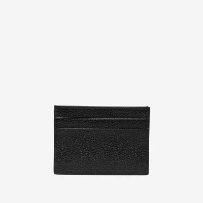 Thom Browne Leather Card Holder With Logo In Black
