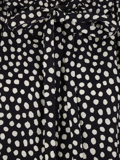 Chloé Women Black Blouse With High Neck And All-over Polka Dot Motif In Silk Woman In Black