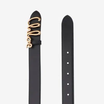 Chloé Chloè Iconic Leather Belt In Black