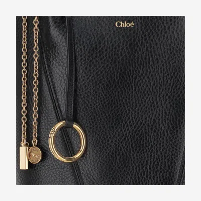 Chloé Womens Black Spin Large Leather Tote Bag In Black