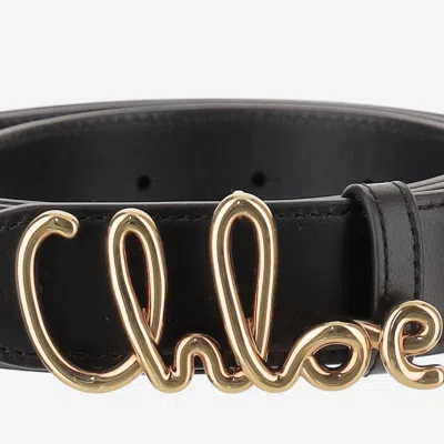Chloé Chloè Iconic Leather Belt In Black