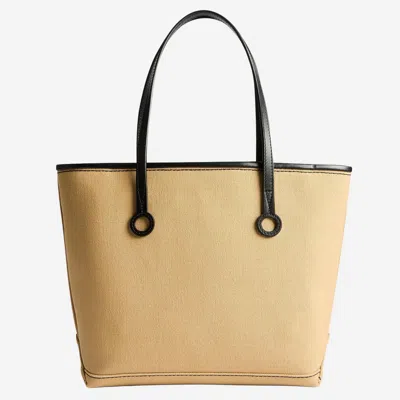 Jw Anderson Beige Canvas Small Anchor Bucket Bag Beigeblack Borse A Mano In Neutral