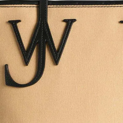 Jw Anderson Beige Canvas Small Anchor Bucket Bag Beigeblack Borse A Mano In Neutral