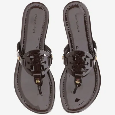 Tory Burch Leather Slip On Sandals In Brown
