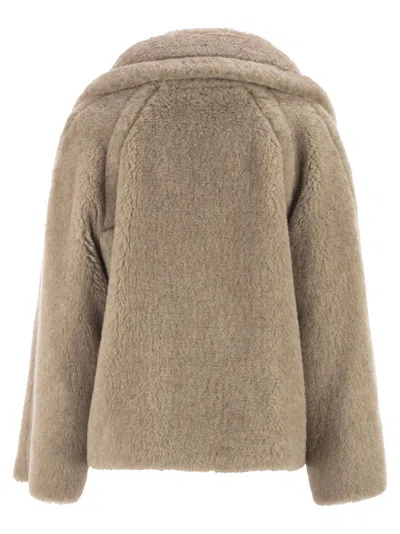 Max Mara Teddy Bear Icon Coat Short Sand In Alpaca And Wool In Multi