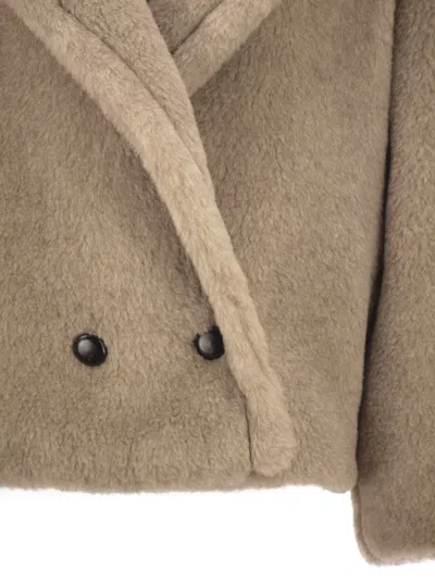 Max Mara Teddy Bear Icon Coat Short Sand In Alpaca And Wool In Multi