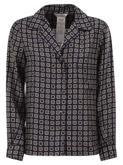 Max Mara Maxmara Mxmdisco Semi Fitted Printed Silk Shirt In Black