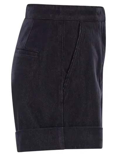 Max Mara Maxmara Mxmcalca Denim Effect Cotton Shorts In Blue