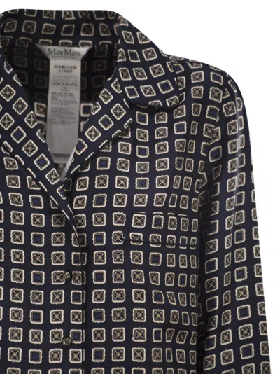 Max Mara Maxmara Mxmdisco Semi Fitted Printed Silk Shirt In Black
