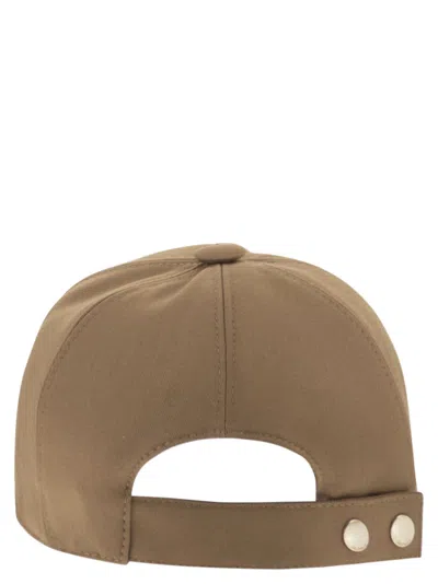 Max Mara Maxmara Mxaribaldo Water Repellent Gabardine Baseball Cap In Brown
