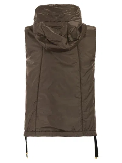 Maxmara The Cube Greengo Sleeveless In Drip Proof Technical Fabric In Brown