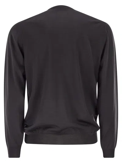 Fedeli Argentina Crew Neck Sweater In Superfine Wool In Gray