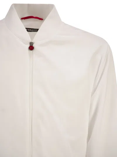 Kiton Sea Bomber Jacket In Technical Fabric In Neutral
