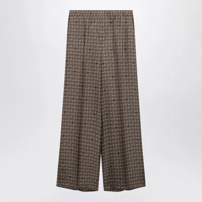 Max Mara Vischio Printed Silk Satin Wide-leg Pants In Brown