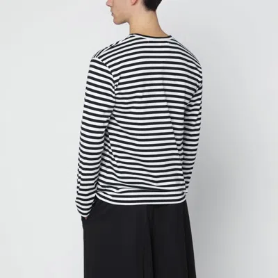 Comme Des Garçons Play Omme Des Garcons Play Single Heart Stripe T Shirt In Black
