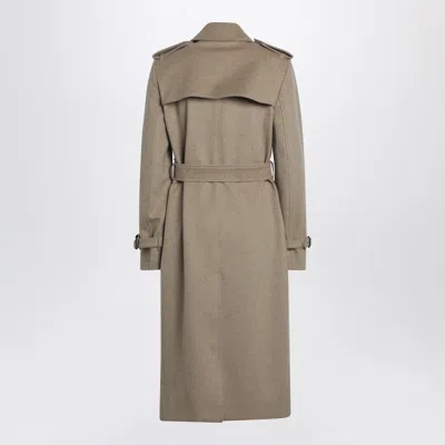 Burberry Beige Mélange Double Breasted Cashmere Coat In Gray
