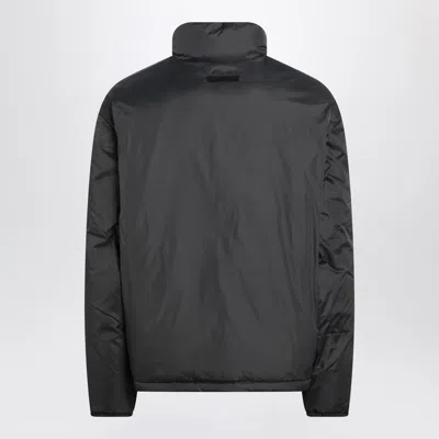 Essentials Grey Padded Ripstop Nylon Jacket In Black