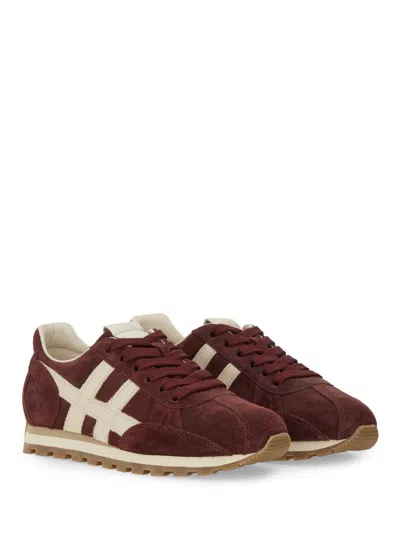 Hogan Mother Stretch Denim The Rambler Zip Heel Jeans In Burgundy