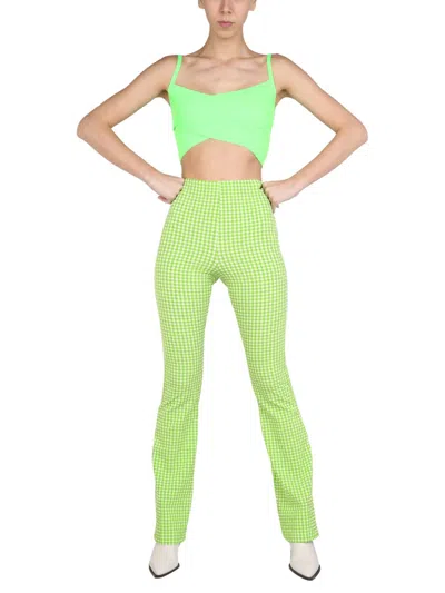 Msgm Plaid Pattern Pants In Green