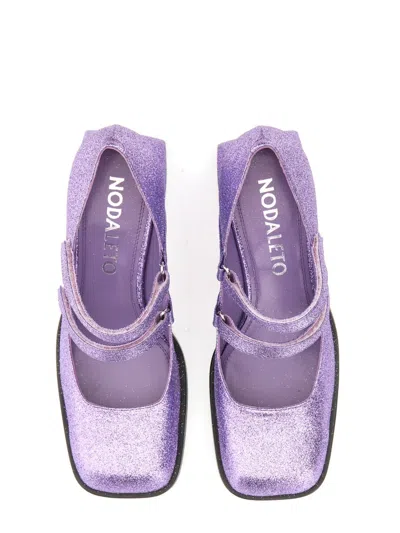 Nodaleto Glitter Double Strap Sandals With Block Heel In Purple