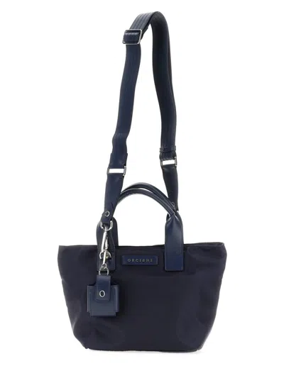 Orciani Logo-patch Shoulder Bag In Blue