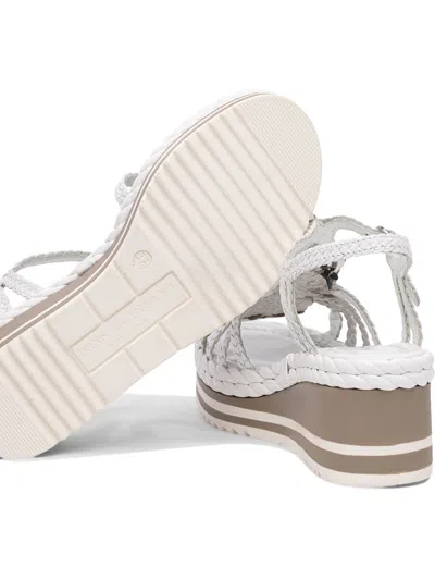 Pons Quintana Braided Strap Sandals With Platform Sole In White