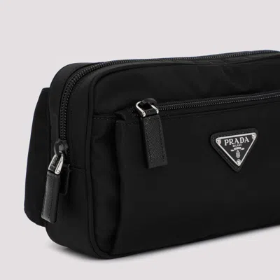 Prada Black Re-nylon Belt Bag In Black