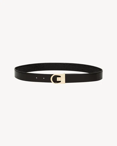 Saint Laurent Reversible Belt In Crocodile-embossed Leather In Black