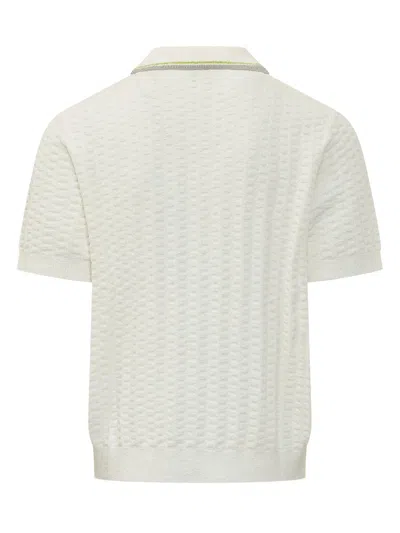 Casablanca Men Ivory Boucle Polo Shirt In White