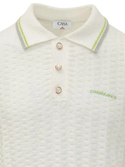 Casablanca Men Ivory Boucle Polo Shirt In White