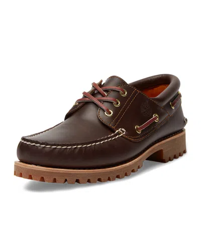 Timberland Authentic Brown Loafers With Embossed Logo On The Side In Leather Man In Burgundy