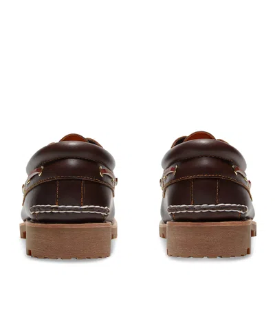 Timberland Authentic Brown Loafers With Embossed Logo On The Side In Leather Man In Burgundy