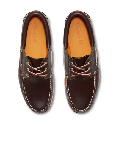 Timberland Authentic Brown Loafers With Embossed Logo On The Side In Leather Man In Burgundy