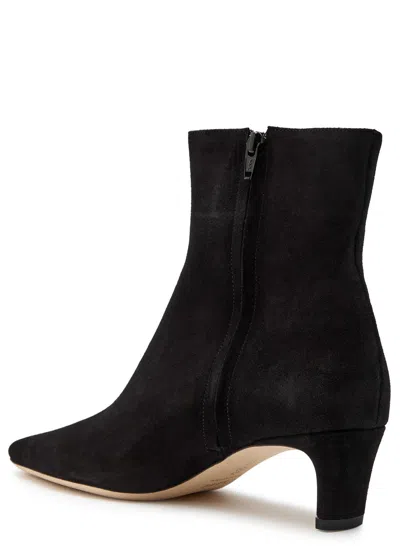 Staud Wally 55 Suede Ankle Boots In Black