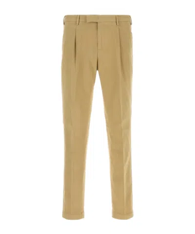 Pt Torino Beige Stretch Cotton Pant In Brown