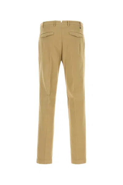 Pt Torino Beige Stretch Cotton Pant In Brown