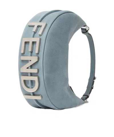 Fendi Small Shoulder Bag Adjustable Detachable Handle In Blue
